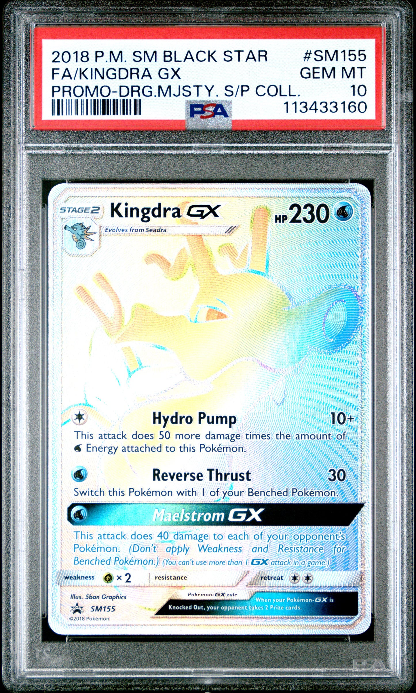 2018 POKEMON SM BLACK STAR PROMO FA/KINGDRA GX #SM155 PSA 10 - Image 1