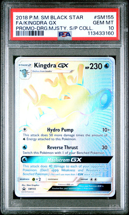 2018 POKEMON SM BLACK STAR PROMO FA/KINGDRA GX #SM155 PSA 10 - Image 1