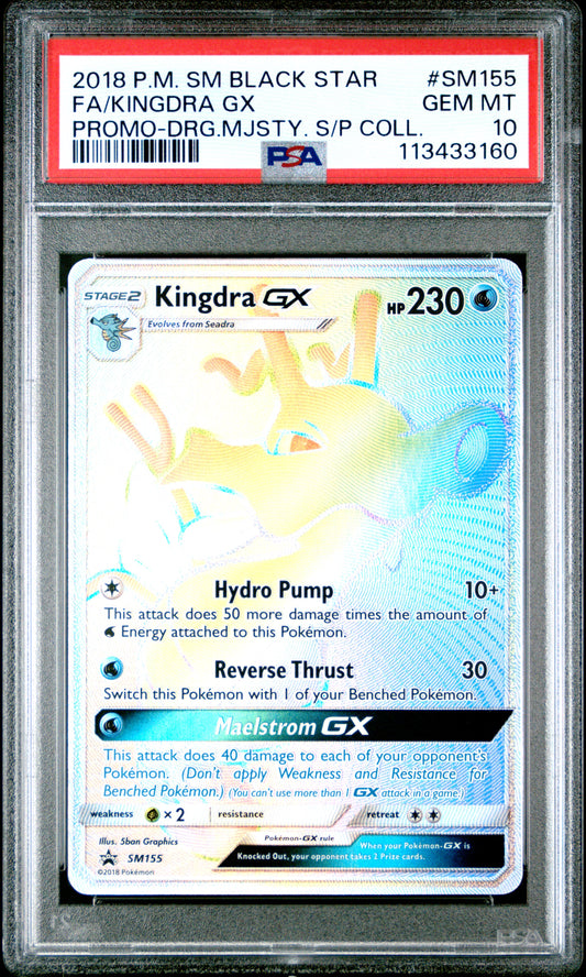 2018 POKEMON SM BLACK STAR PROMO FA/KINGDRA GX #SM155 PSA 10 - Image 1