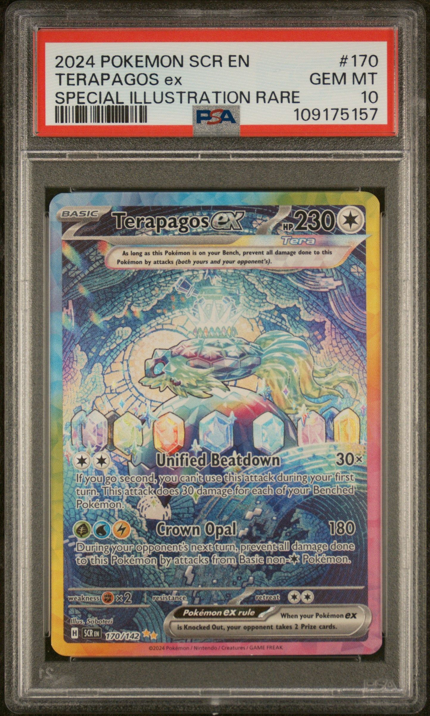 2024 POKEMON SCR EN-STELLAR CROWN TERAPAGOS ex #170 PSA 10 - Image 1