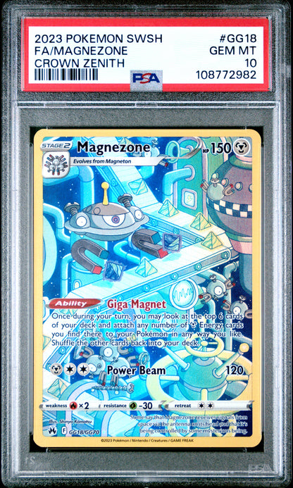2023 POKEMON SWORD AND SHIELD CROWN ZENITH FA/MAGNEZONE #GG18 PSA 10 - Image 2