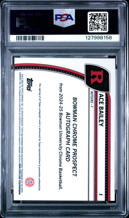 2024 BOWMAN CHROME UNIVERSITY ACE BAILEY #1 PSA 10 - Image 1