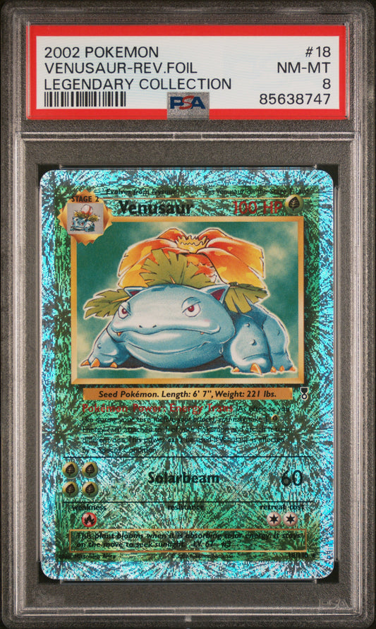 2002 POKEMON LEGENDARY COLLECTION VENUSAUR-REV.FOIL #18 PSA 8 - Image 1