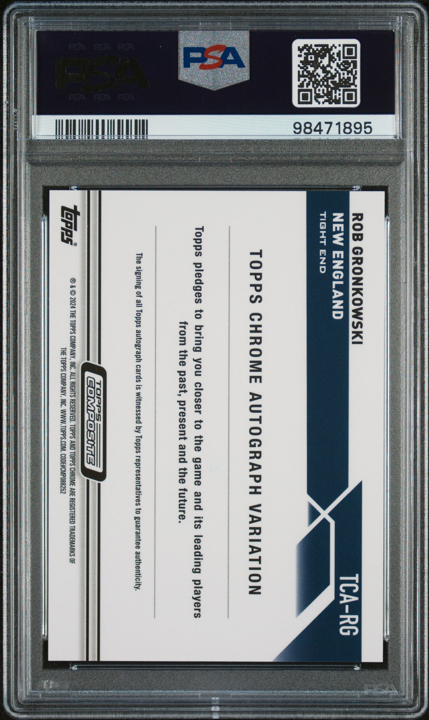 2023 TOPPS COMPOSITE TOPPS CHROME AUTOGRAPHS ROB GRONKOWSKI #TCARG PSA 9 - Image 2