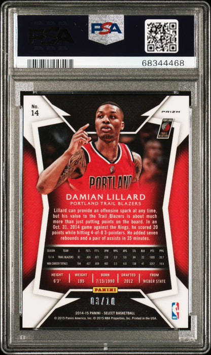 2014 PANINI SELECT DAMIAN LILLARD #14 PSA 8 - Image 1