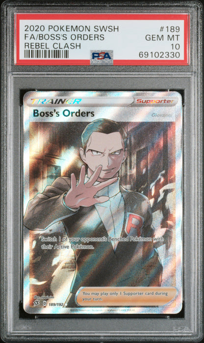 2020 POKEMON SWORD & SHIELD REBEL CLASH FA/BOSS'S ORDERS #189 PSA 10 - Image 1