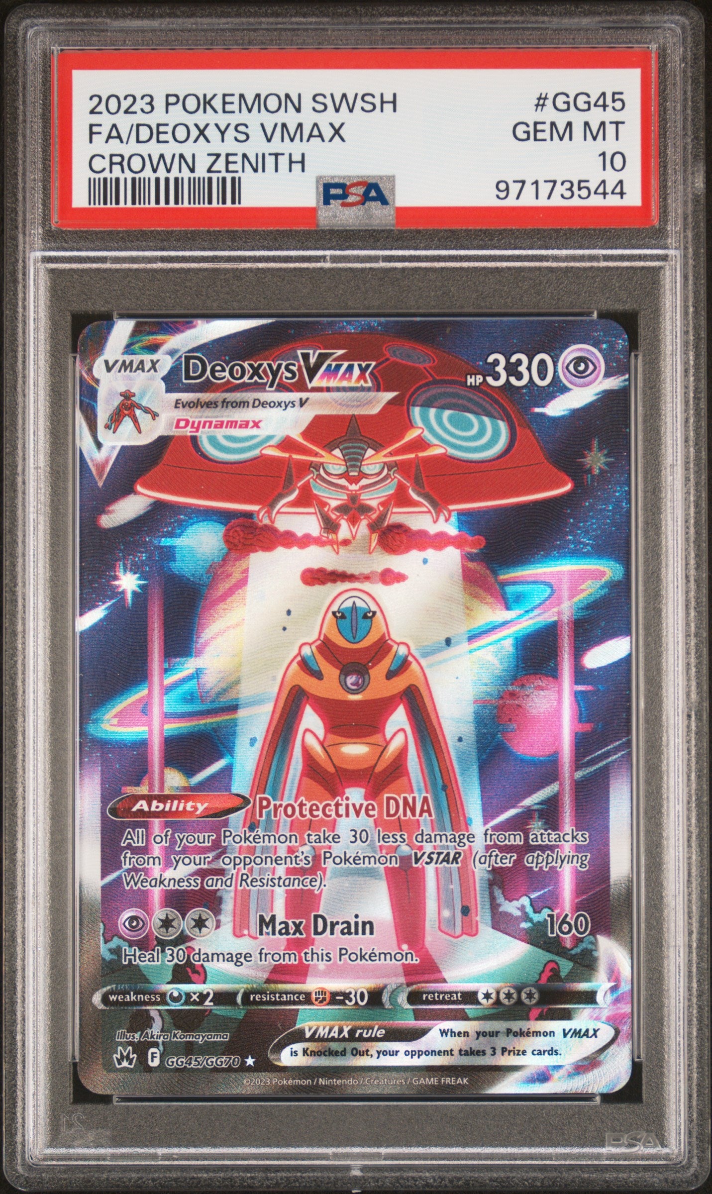 2023 POKEMON SWORD AND SHIELD CROWN ZENITH FA/DEOXYS VMAX #GG45 PSA 10 - Image 1