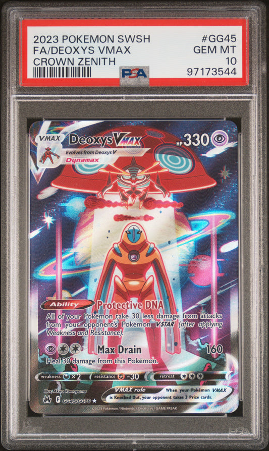 2023 POKEMON SWORD AND SHIELD CROWN ZENITH FA/DEOXYS VMAX #GG45 PSA 10 - Image 1