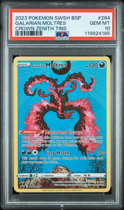2023 POKEMON SWSH BLACK STAR PROMO GALARIAN MOLTRES #284 PSA 10 - Image 1