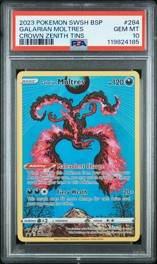2023 POKEMON SWSH BLACK STAR PROMO GALARIAN MOLTRES #284 PSA 10 - Image 1