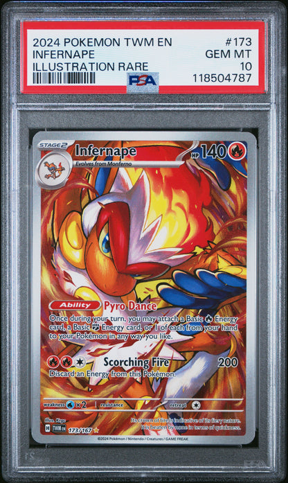 2024 POKEMON TWM EN-TWILIGHT MASQUERADE INFERNAPE #173 PSA 10 - Image 2