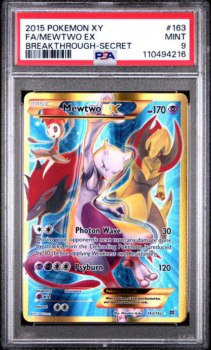 2015 POKEMON XY BREAKTHROUGH FA/MEWTWO EX #163 PSA 9 - Image 2