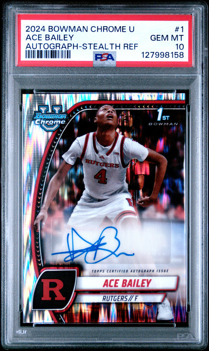 2024 BOWMAN CHROME UNIVERSITY ACE BAILEY #1 PSA 10 - Image 2