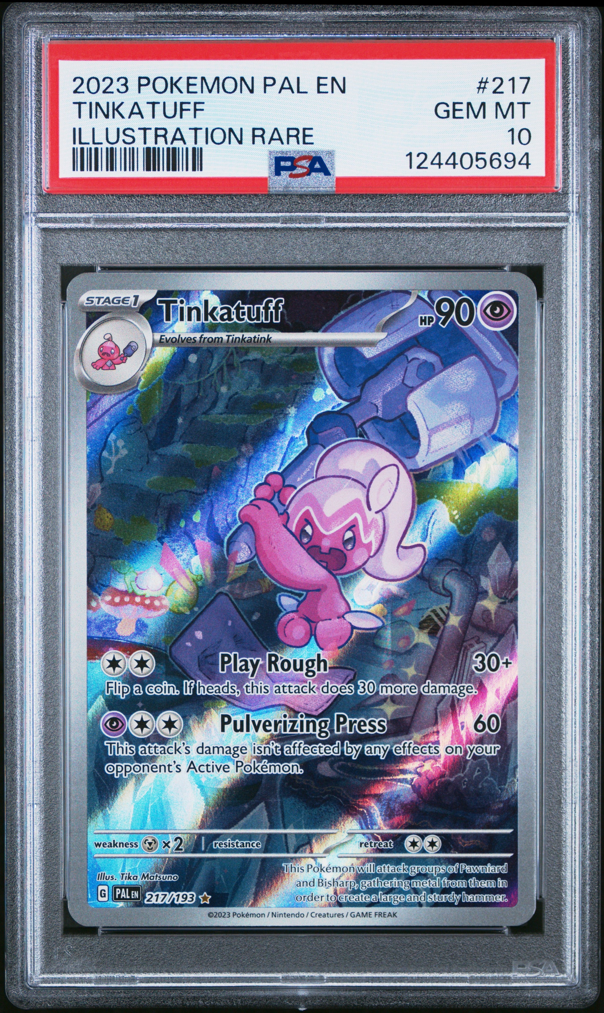 2023 POKEMON PAL EN-PALDEA EVOLVED TINKATUFF #217 PSA 10 - Image 2