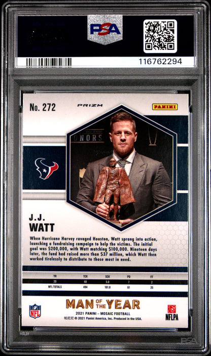 2021 PANINI MOSAIC J.J. WATT #272 PSA 10 - Image 2