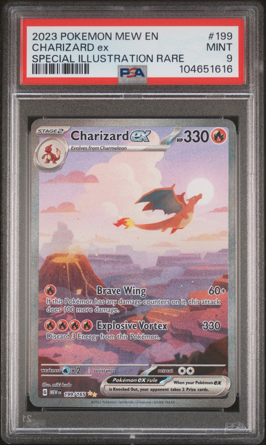 2023 POKEMON MEW EN-151 CHARIZARD ex #199 PSA 9 - Image 1
