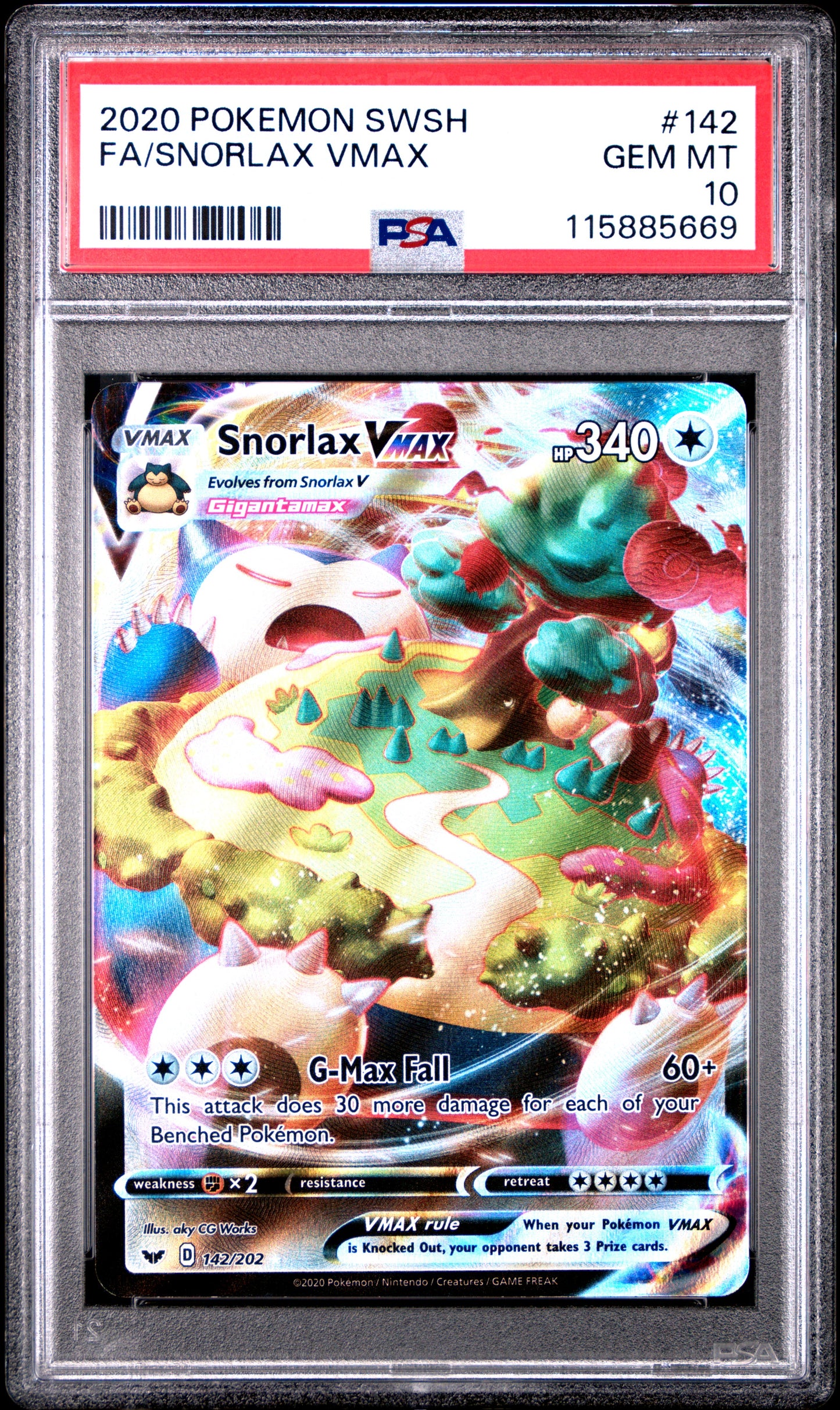 2020 POKEMON SWORD & SHIELD FA/SNORLAX VMAX #142 PSA 10 - Image 2