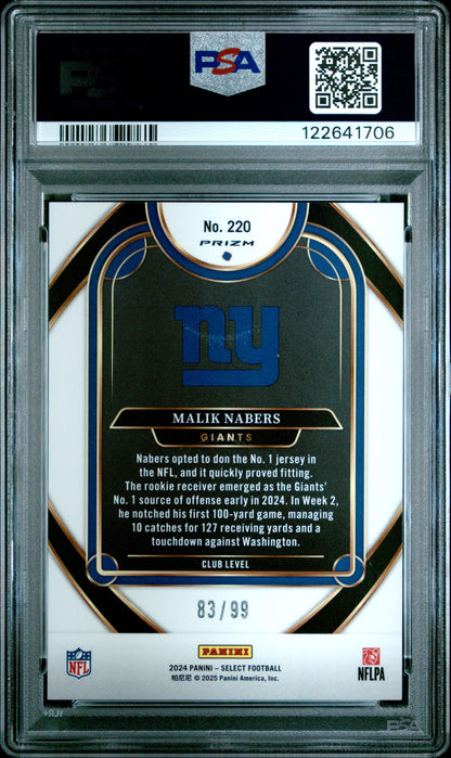 2024 PANINI SELECT MALIK NABERS #220 PSA 10 - Image 2