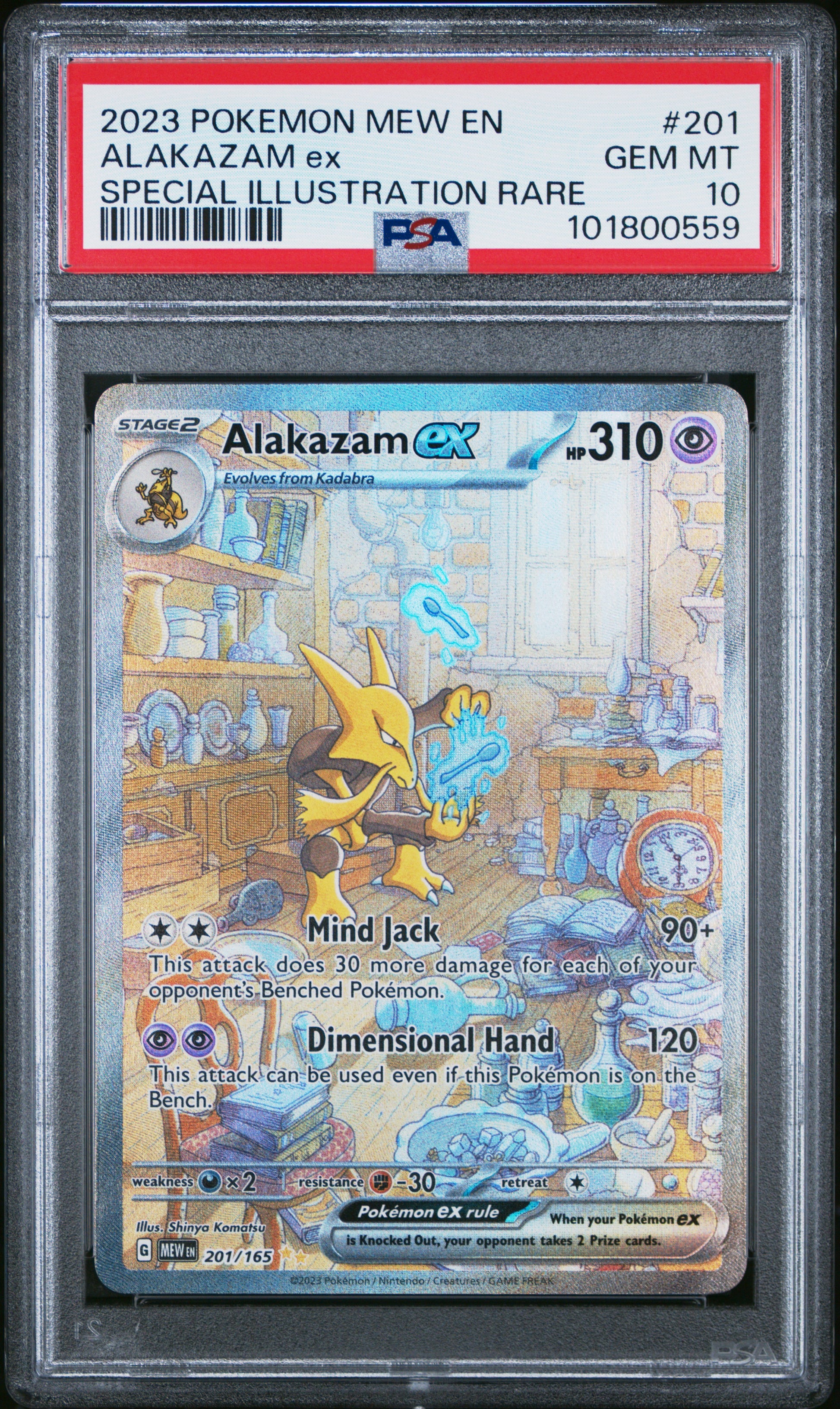 2023 POKEMON MEW EN-151 ALAKAZAM ex #201 PSA 10 - Image 2