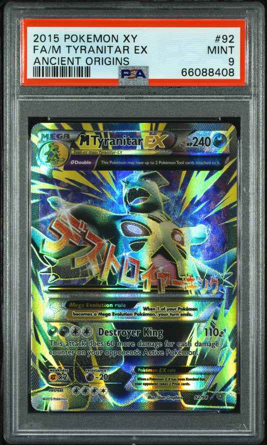2015 POKEMON XY ANCIENT ORIGINS FA/M TYRANITAR EX #92 PSA 9 - Image 1