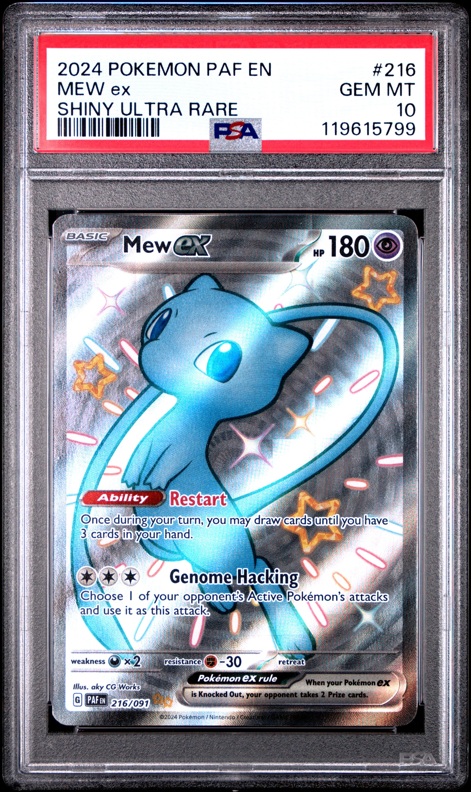 2024 POKEMON PAF EN-PALDEAN FATES MEW ex #216 PSA 10 - Image 1