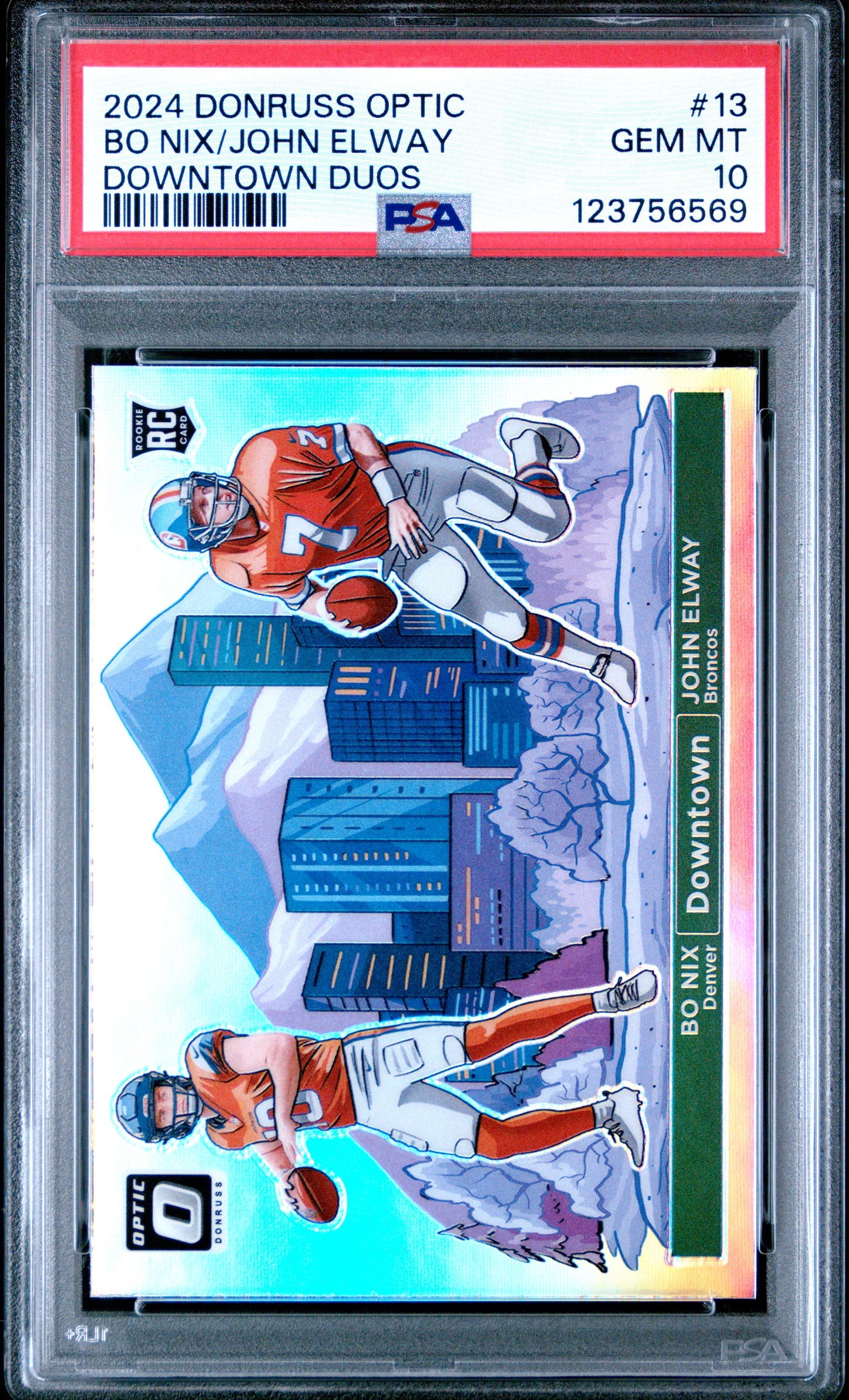 2024 PANINI DONRUSS OPTIC DOWNTOWN DUOS BO NIX/JOHN ELWAY #13 PSA 10 - Image 2