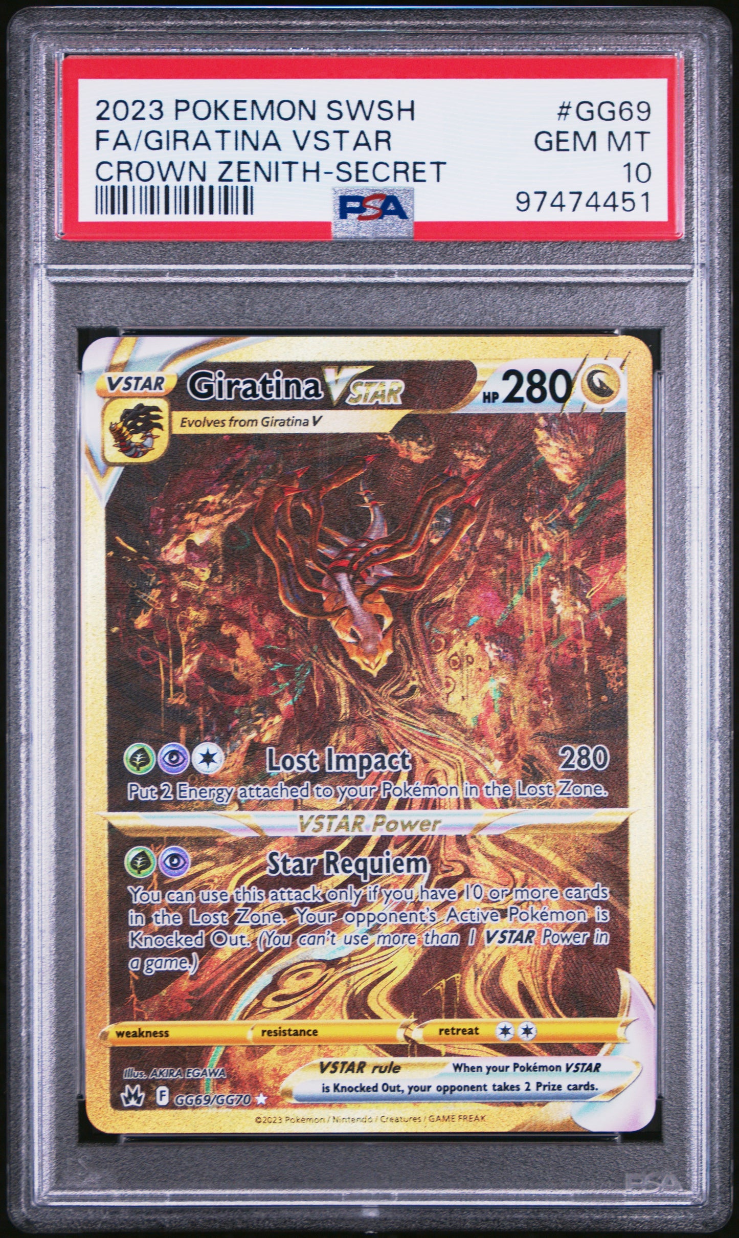2023 POKEMON SWORD AND SHIELD CROWN ZENITH FA/GIRATINA VSTAR #GG69 PSA 10 - Image 2
