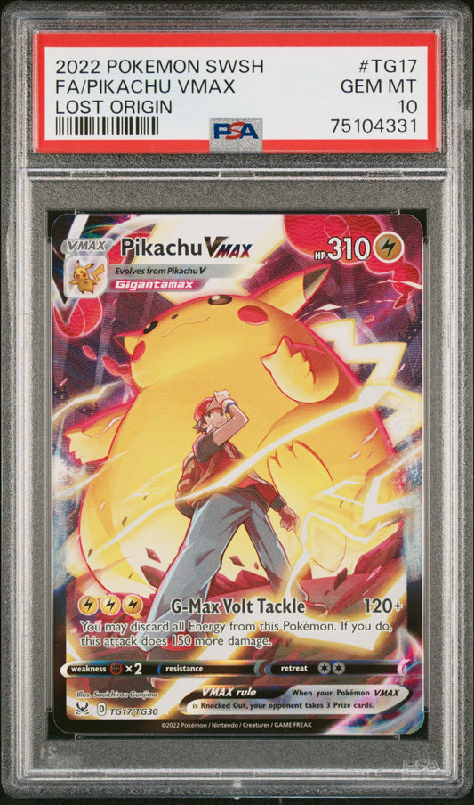 2022 POKEMON SWORD & SHIELD LOST ORIGIN FA/PIKACHU VMAX #TG17 PSA 10 - Image 1