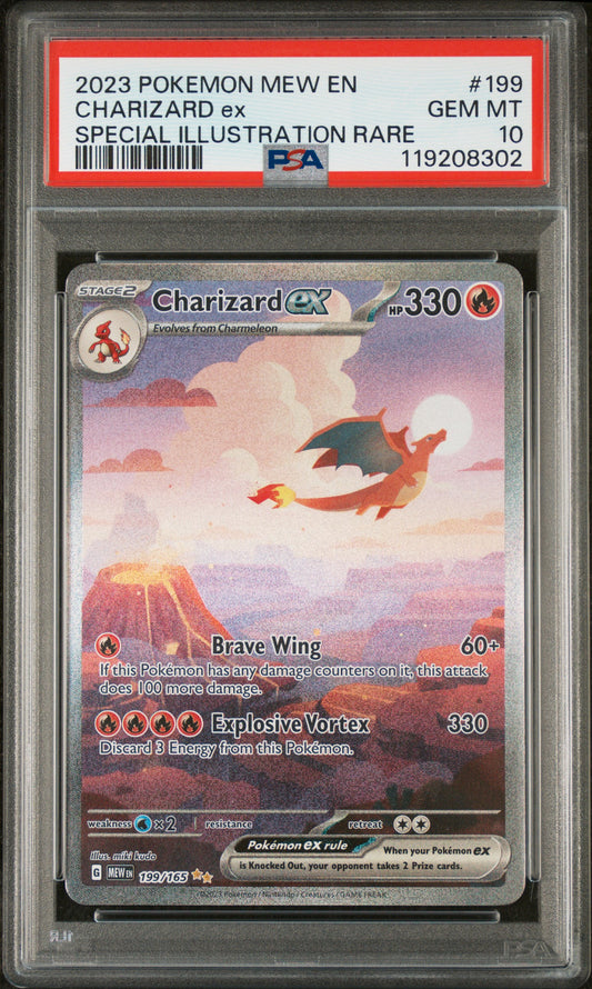 2023 POKEMON MEW EN-151 CHARIZARD ex #199 PSA 10 - Image 1