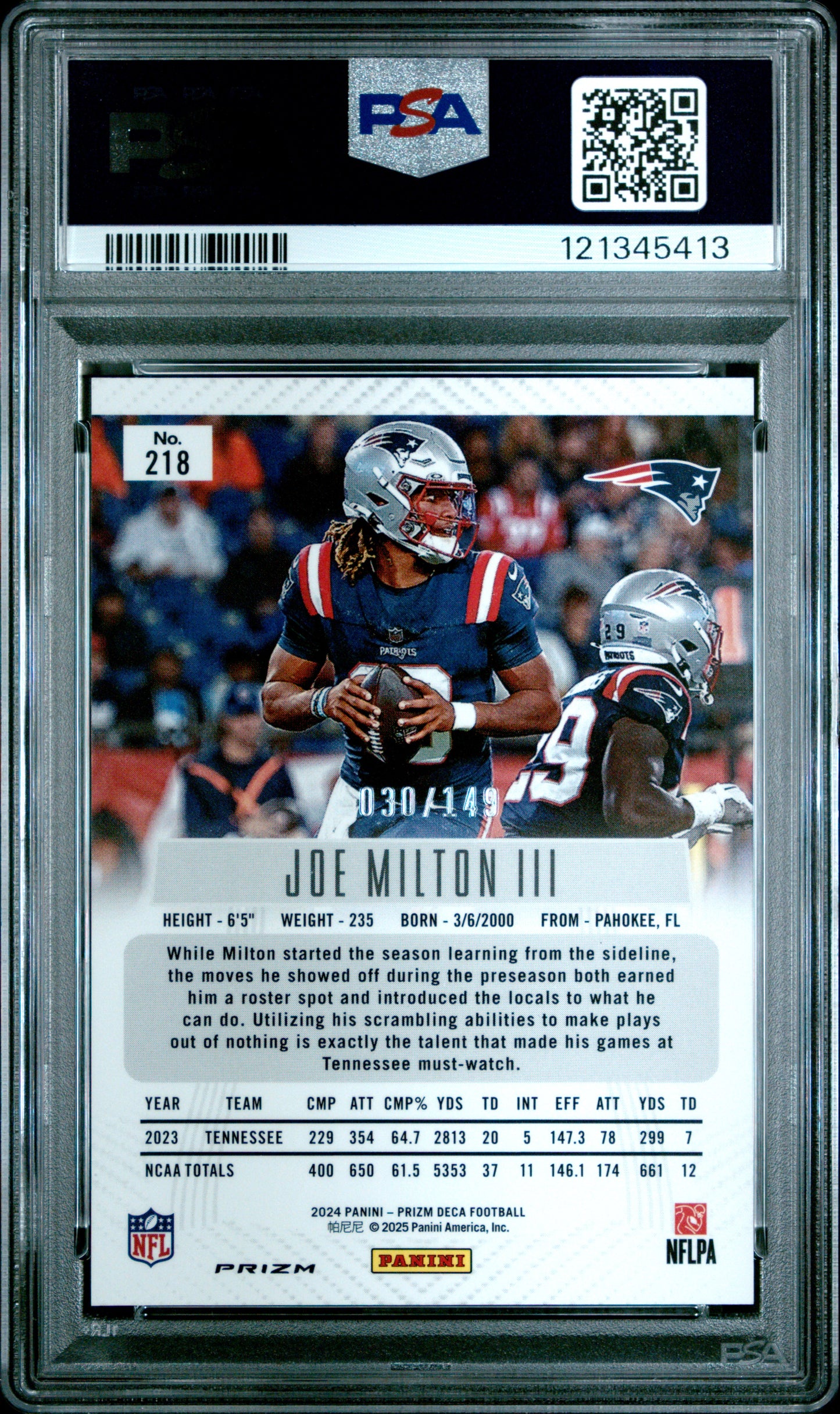 2024 PANINI PRIZM DECA JOE MILTON III #218 PSA 10 - Image 1