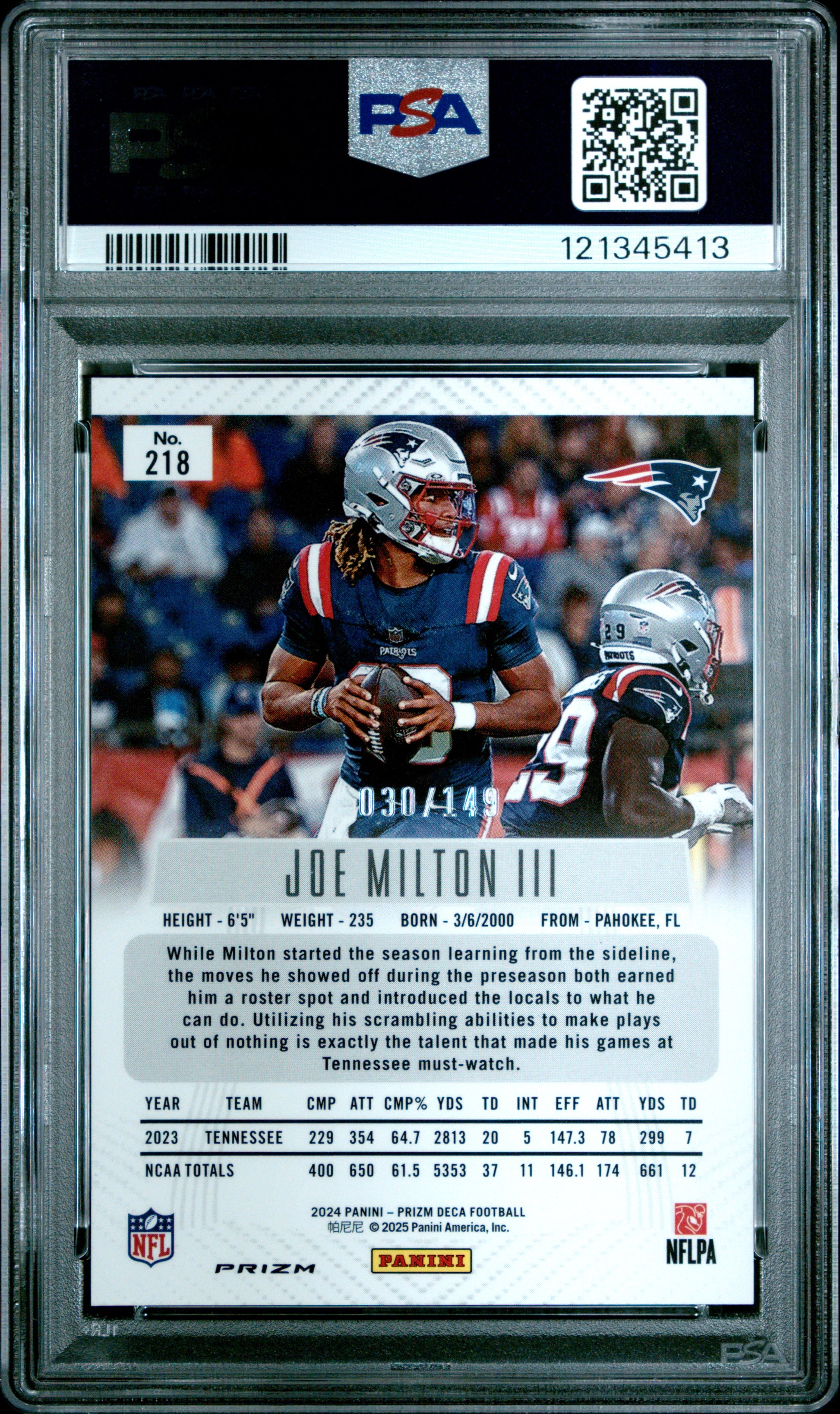 2024 PANINI PRIZM DECA JOE MILTON III #218 PSA 10 - Image 1