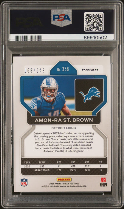 2021 PANINI PRIZM AMON-RA ST. BROWN #358 PSA 9 - Image 2