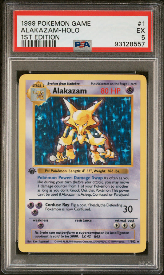 1999 POKEMON GAME ALAKAZAM-HOLO #1 PSA 5 - Image 1