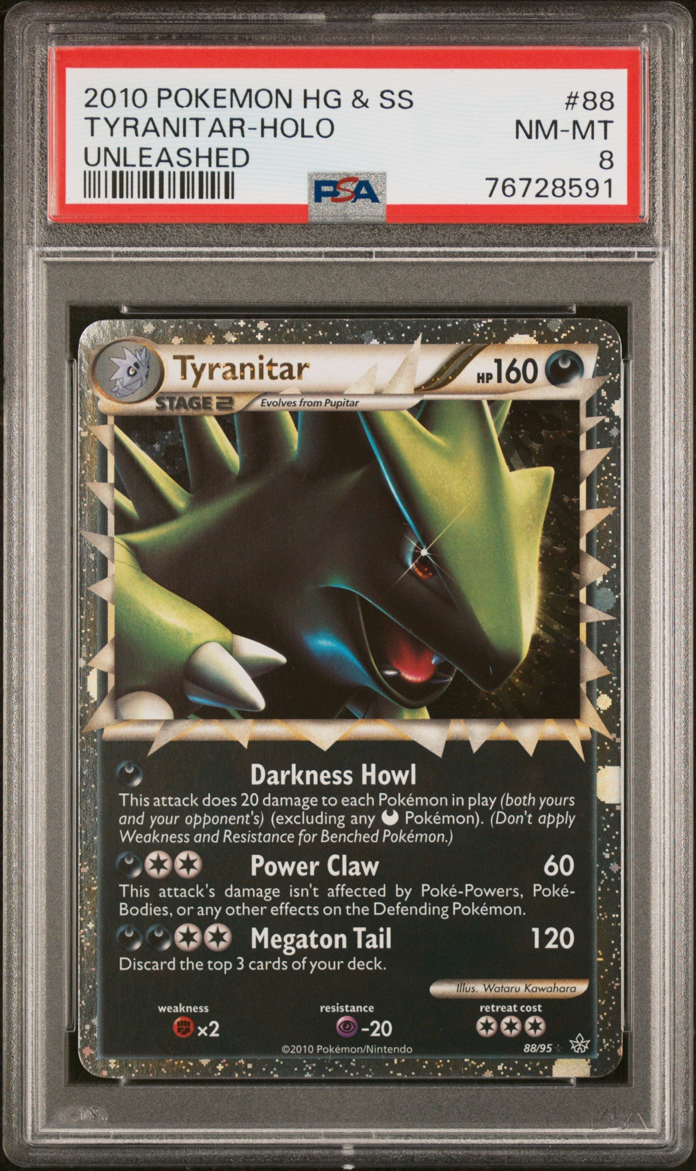2010 POKEMON HEARTGOLD & SOULSILVER UNLEASHED TYRANITAR-HOLO #88 PSA 8 - Image 2