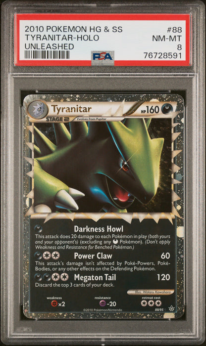 2010 POKEMON HEARTGOLD & SOULSILVER UNLEASHED TYRANITAR-HOLO #88 PSA 8 - Image 2