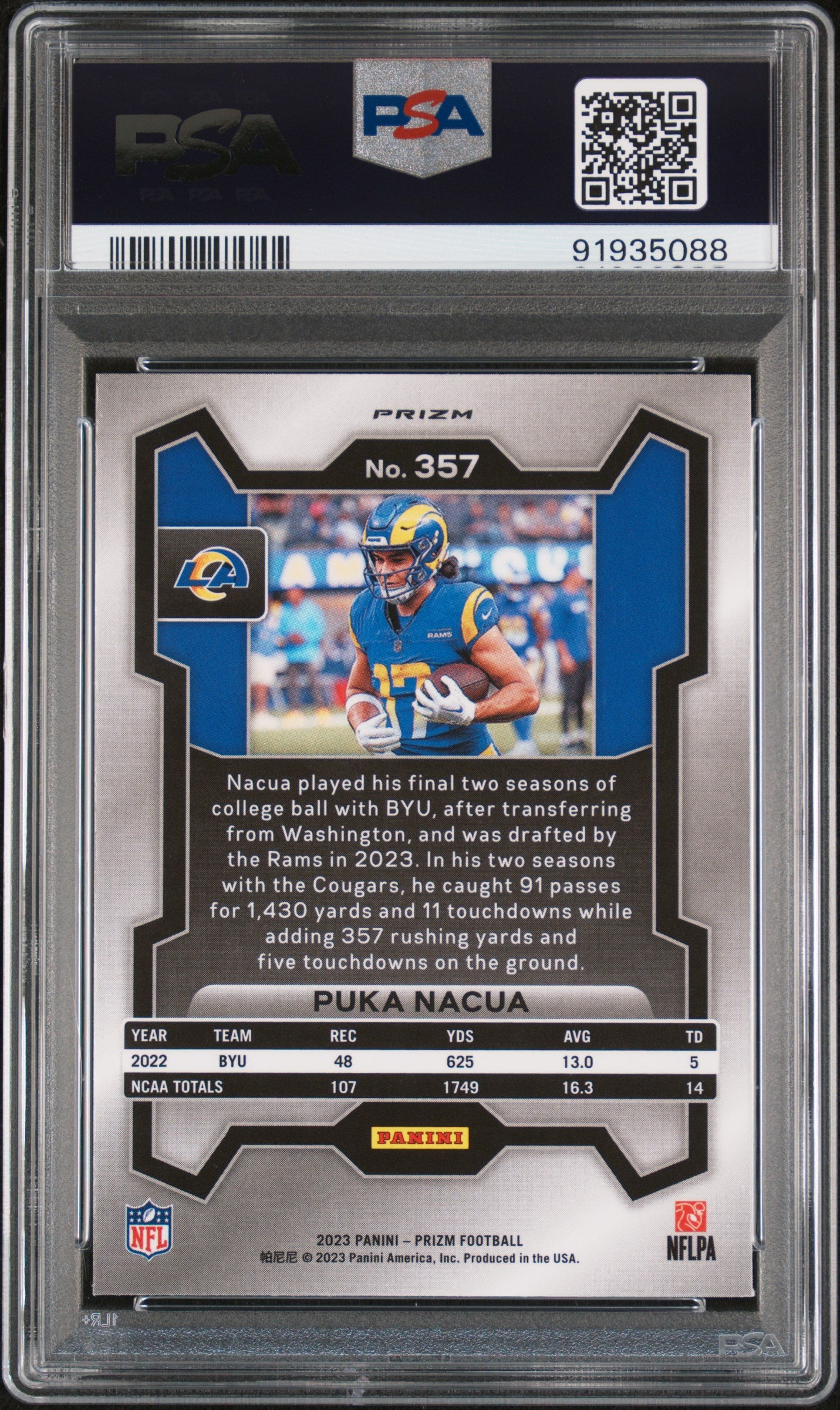 2023 PANINI PRIZM PUKA NACUA #357 PSA 10 - Image 2