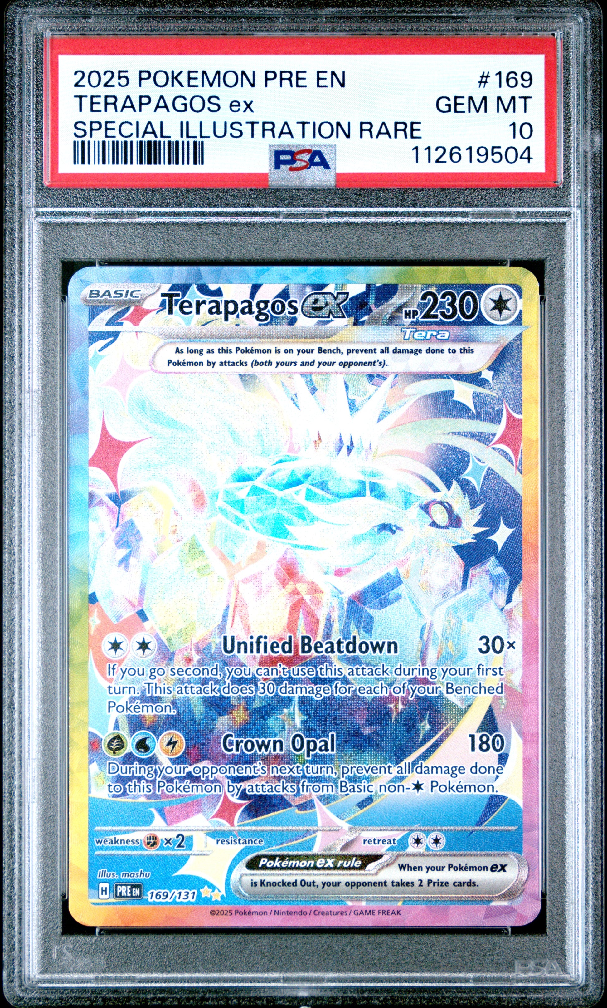 2025 POKEMON PRE EN-PRISMATIC EVOLUTIONS TERAPAGOS ex #169 SPECIAL ILLUSTRATION RARE PSA 10 - Image 1