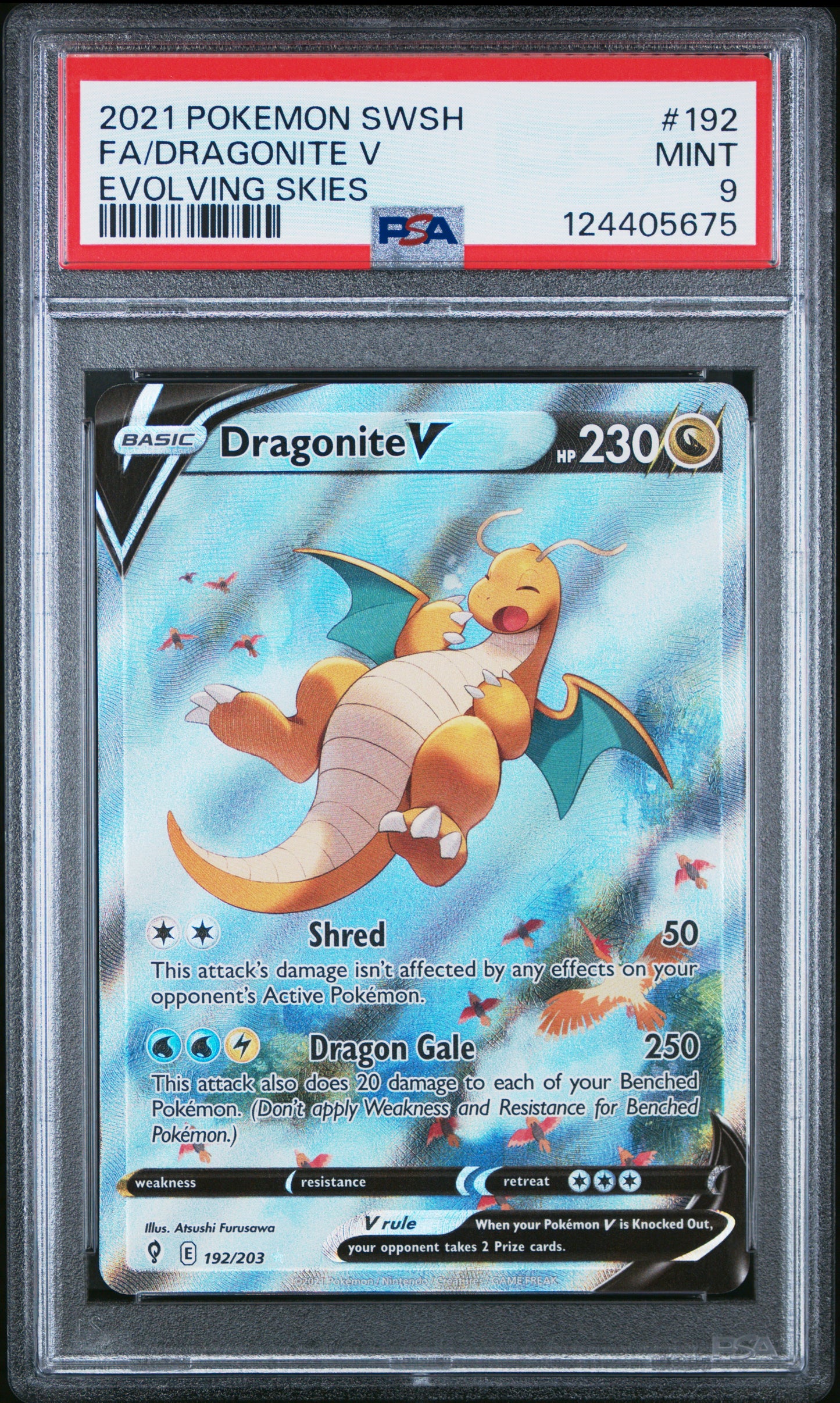 2021 POKEMON SWORD & SHIELD EVOLVING SKIES FA/DRAGONITE V #192 PSA 9 - Image 1