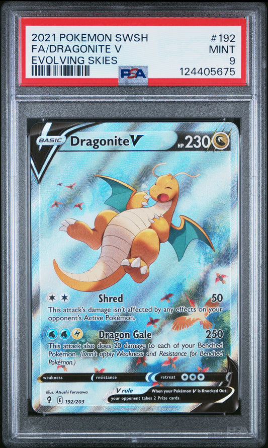 2021 POKEMON SWORD & SHIELD EVOLVING SKIES FA/DRAGONITE V #192 PSA 9 - Image 1