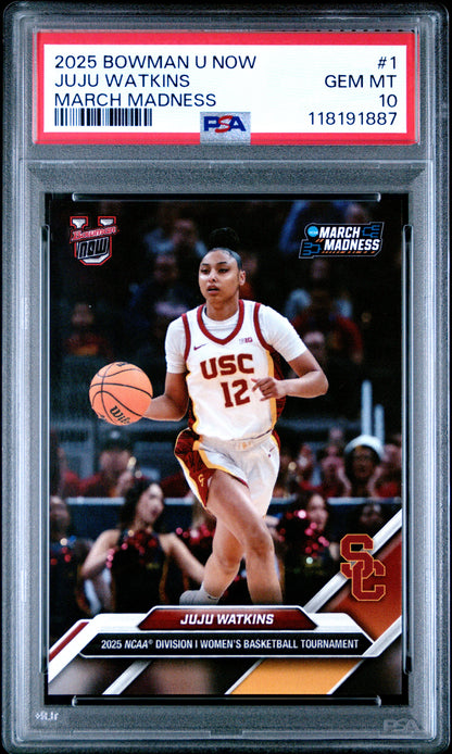 2025 BOWMAN U NOW MARCH MADNESS JUJU WATKINS #1 PSA 10 - Image 2