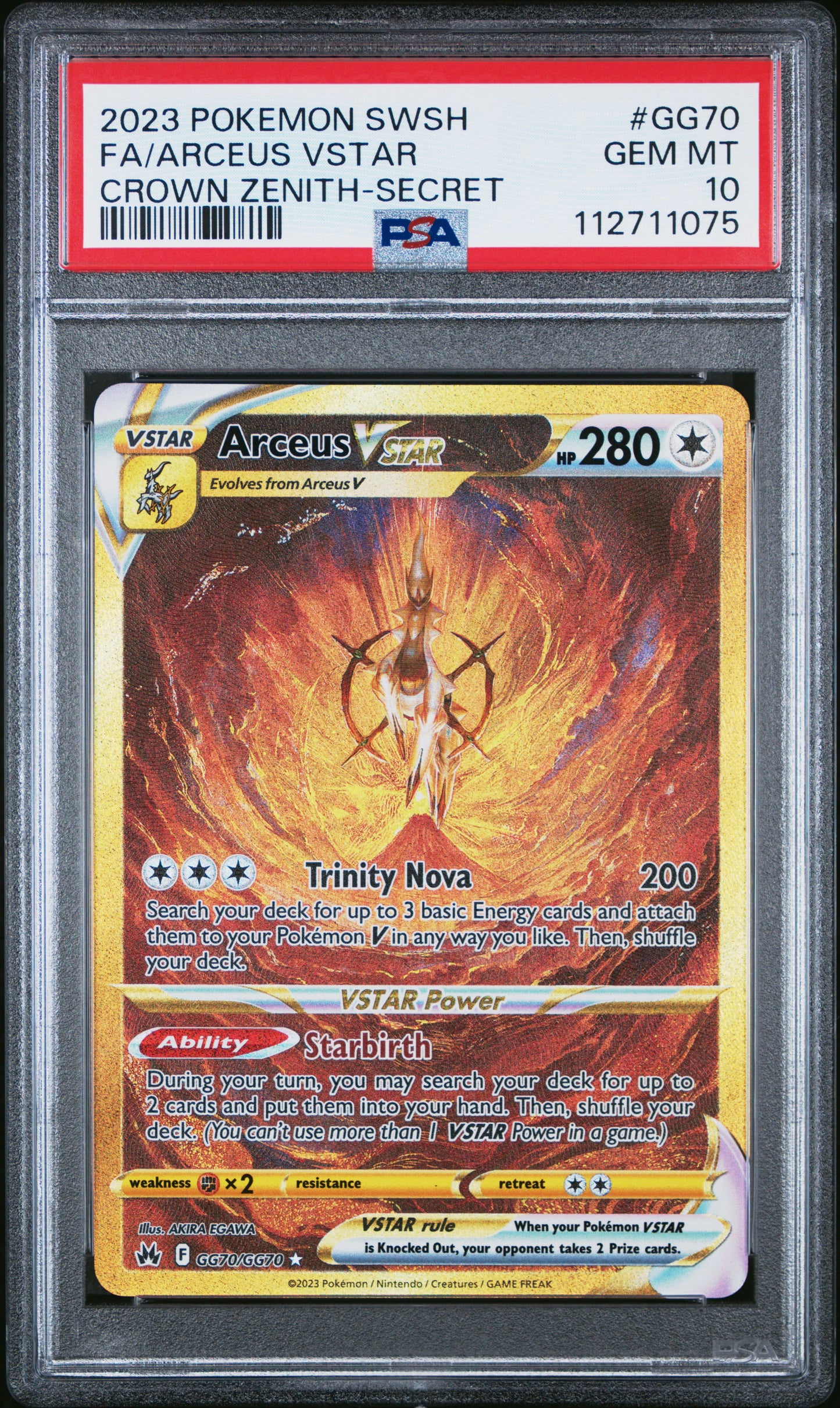 2023 POKEMON SWORD AND SHIELD CROWN ZENITH FA/ARCEUS VSTAR #GG70 PSA 10 - Image 2