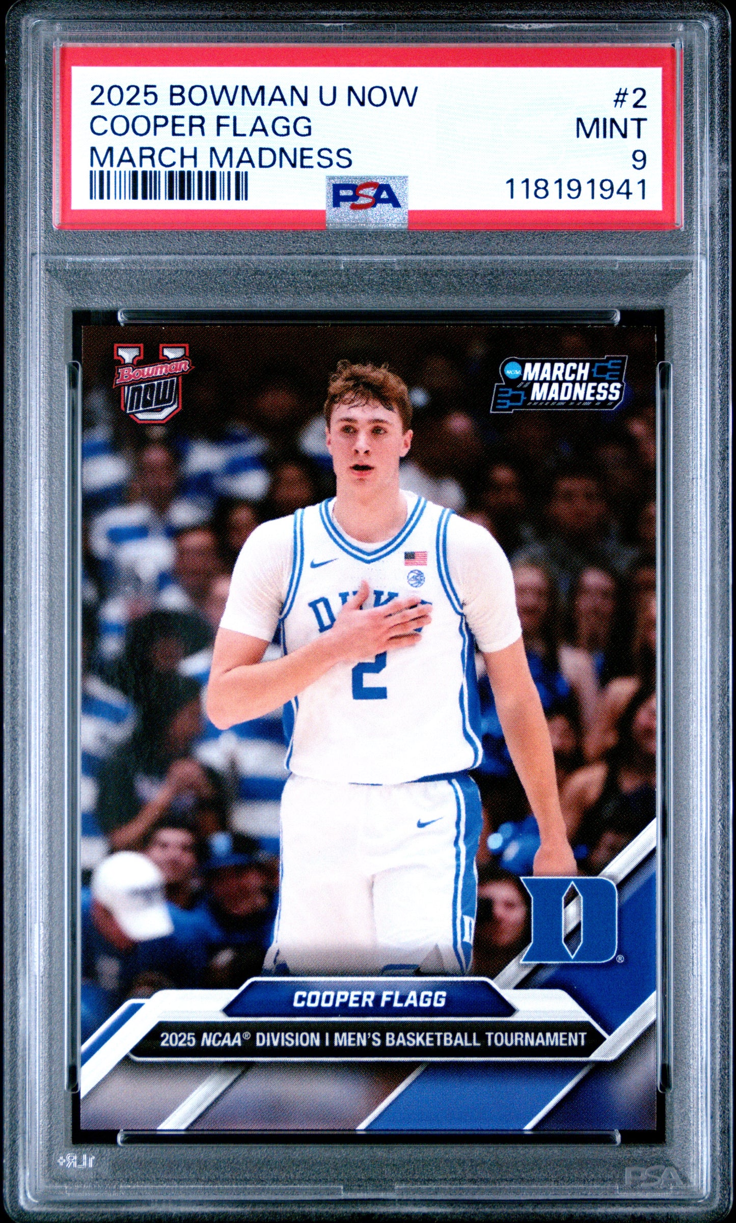 2025 BOWMAN U NOW MARCH MADNESS COOPER FLAGG #2 PSA 9 - Image 2