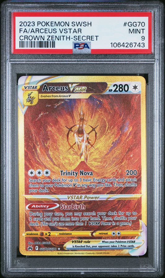 2023 POKEMON SWORD AND SHIELD CROWN ZENITH FA/ARCEUS VSTAR #GG70 PSA 9 - Image 1