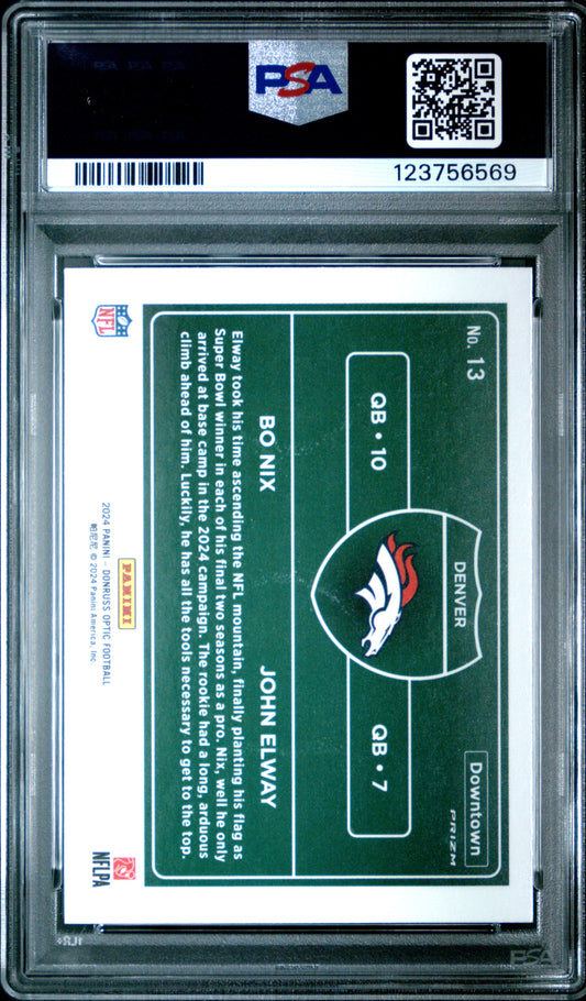 2024 PANINI DONRUSS OPTIC DOWNTOWN DUOS BO NIX/JOHN ELWAY #13 PSA 10 - Image 1