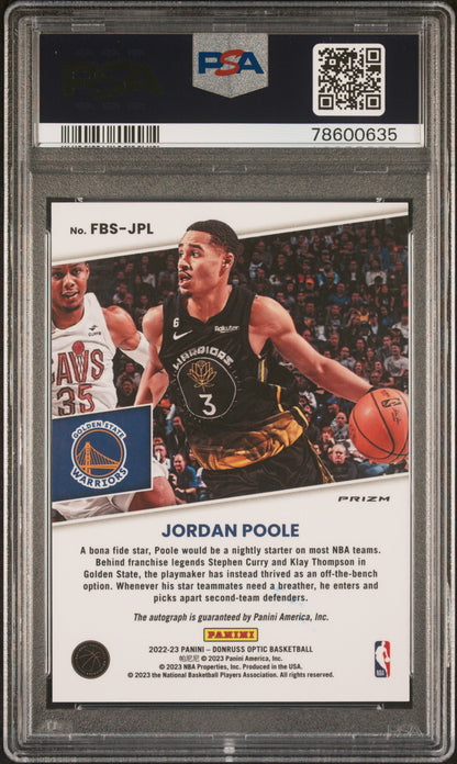2022 PANINI DONRUSS OPTIC FAST BREAK SIGNATURES JORDAN POOLE #FBSJPL PSA 9 - Image 2