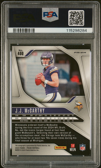 2024 PANINI PRIZM JJ McCARTHY #400 PSA 10 - Image 2