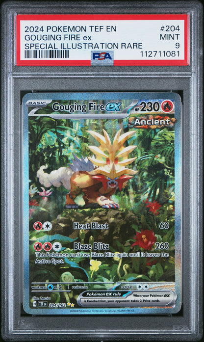 2024 POKEMON TEF EN-TEMPORAL FORCES GOUGING FIRE ex #204 PSA 9 - Image 1