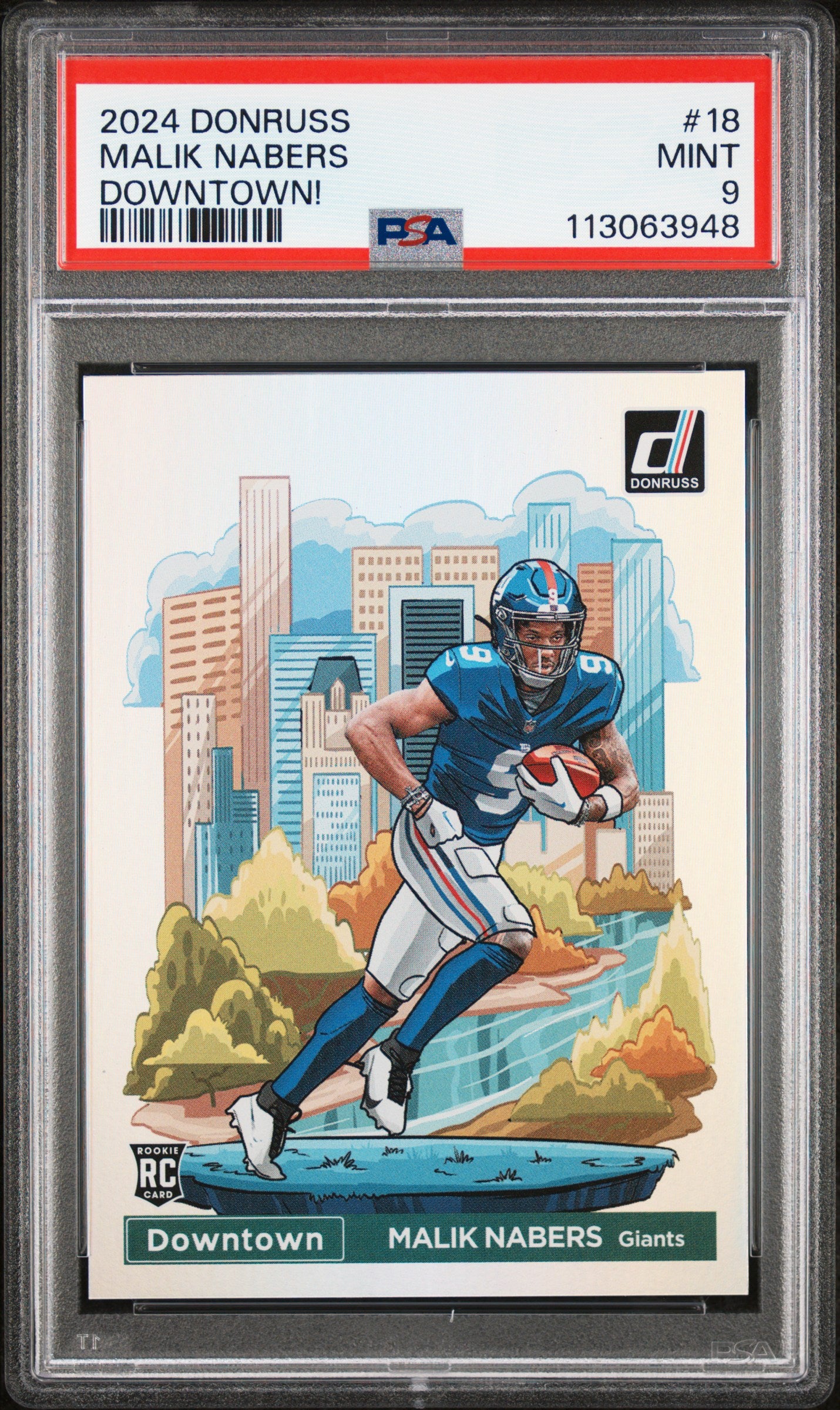 2024 PANINI DONRUSS DOWNTOWN! MALIK NABERS #18 PSA 9 - Image 1