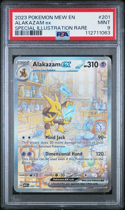 2023 POKEMON MEW EN-151 ALAKAZAM ex #201 PSA 9 - Image 2