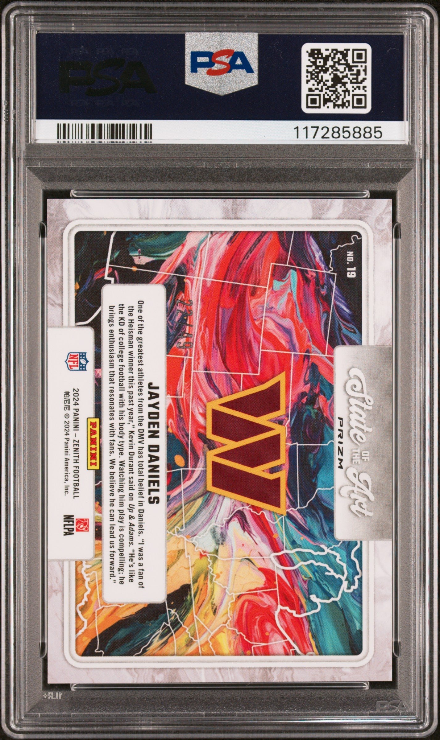 2024 PANINI ZENITH STATE OF THE ART JAYDEN DANIELS #19 PSA 10 - Image 2